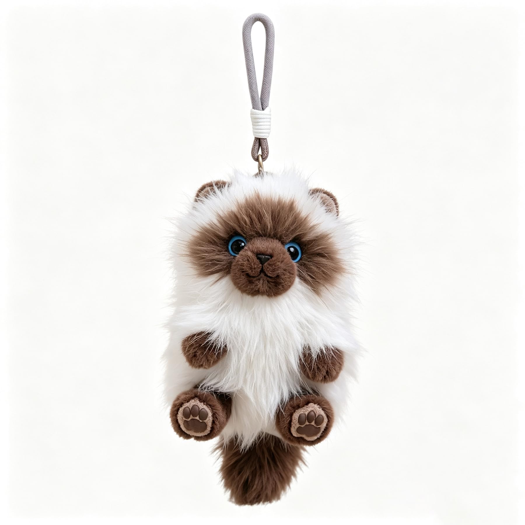 lilizzhoumax Siamese Cat Plush Keyring 15cm Scented Mini Kitten Bag Charm Stuffed Animal Weighted Paws Long Hair Cute Small Soft Toy Backpack Clip Accessory Birthday Gift for Kids Toddlers