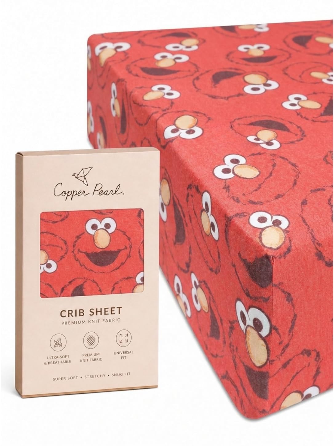 Copper Pearl - Sábana bajera ajustable para cuna/sábana para niños pequeños "Elmo"
