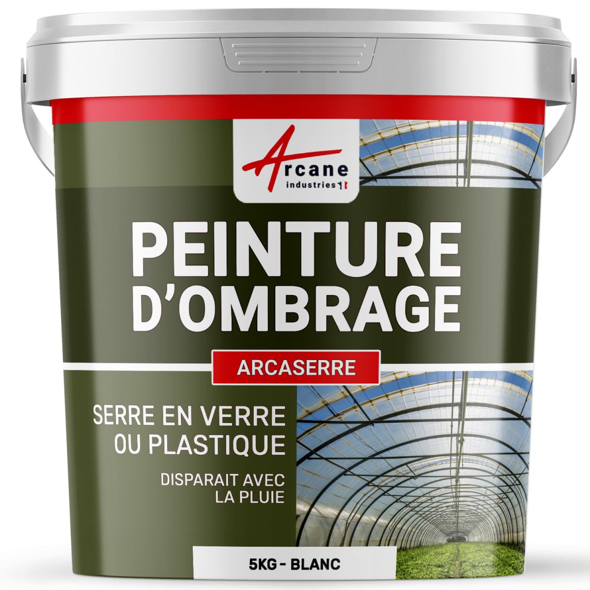 ARCANE INDUSTRIES Peinture d'ombrage, serres, Plastiques, vitrages, agricoles, ou, industriels : Arcaserre - 5 kg Blanc