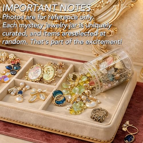Image of SMUOBT Mystery Jewelry Jar Bundle - Surprise Vintage Jewelry Box for Women,Gift Jewelry Set (Necklace, Earrings, Rings,Kracelet,Keychain) - Unique Birthday Gift for Women
