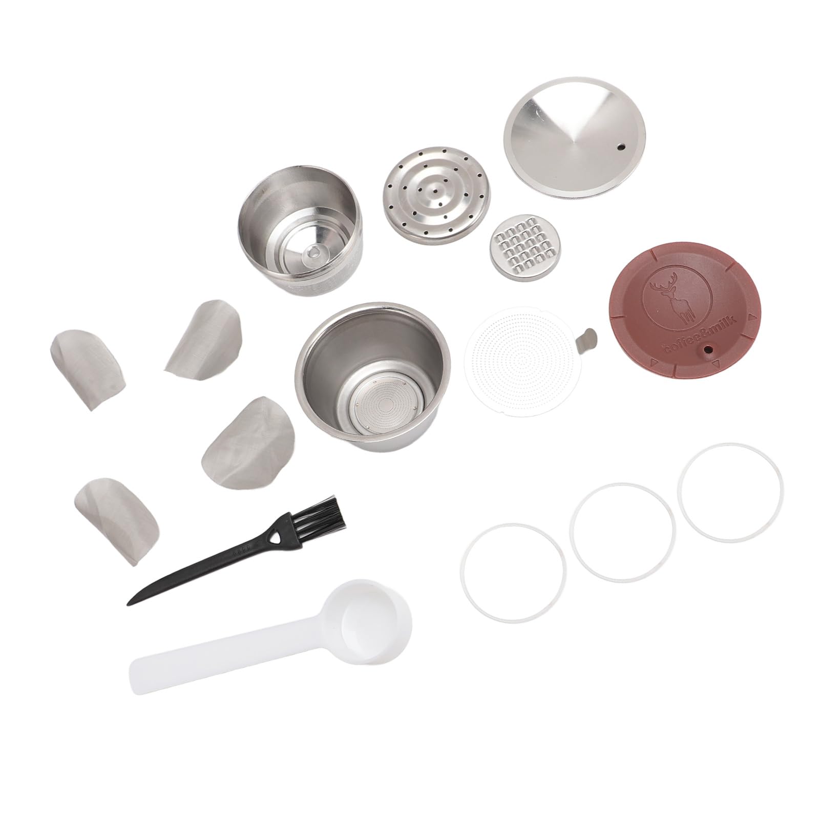 Hidyliu Cápsula de café de Acero Inoxidable con Tapa de Silicona, Taza Reutilizable Portátil para Viajes de Oficina en Casa, 177g