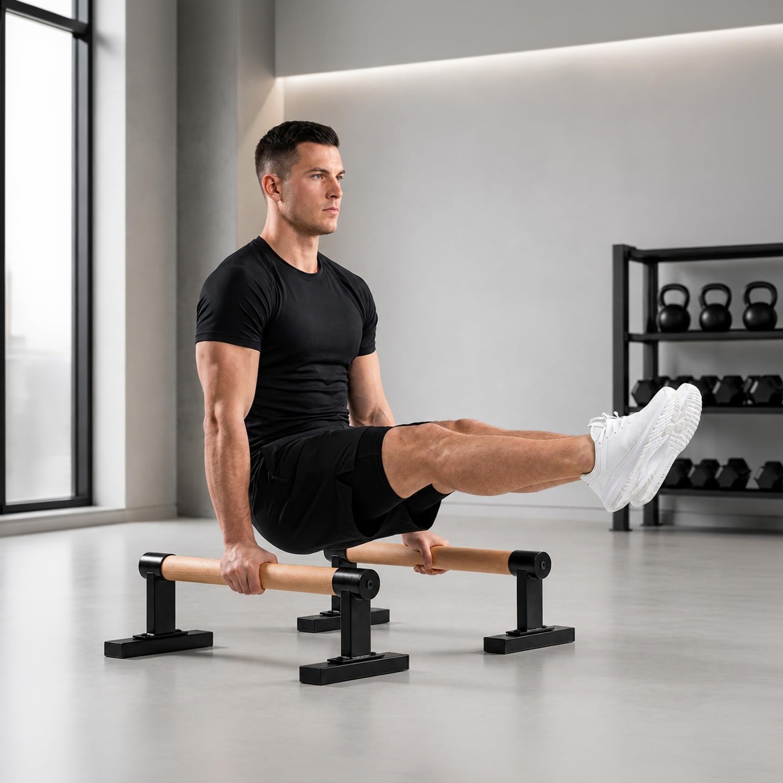 Calisthenics Parallettes aus Buchenholz Handstand und Liegestützgriffe 49x17x14 cm Rutschfest und Stabil für Zuhause und Outdoor Krafttraining