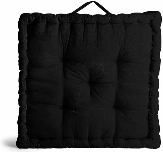 SK MERCHANDISE 100% Cotton Covered Booster Cushion Thick Seat Pads Adults Chair/Armchair/Garden Chair (Black)
