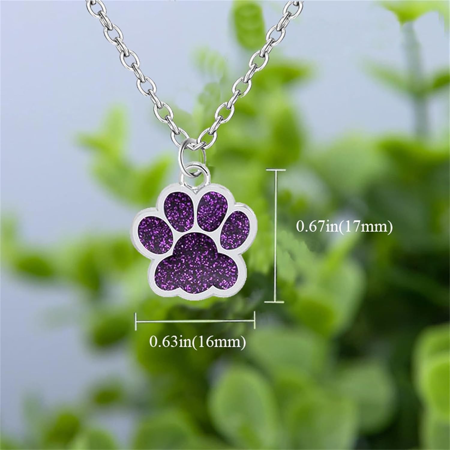 Paw Print Necklace for Women Cute Dainty Animal Pendant Necklace Glitter Personalized Colorful Pet Memorial Necklace Dog or Cat Memorial Jewelry Gifts for Cat Mom Animals Lover - Image 5