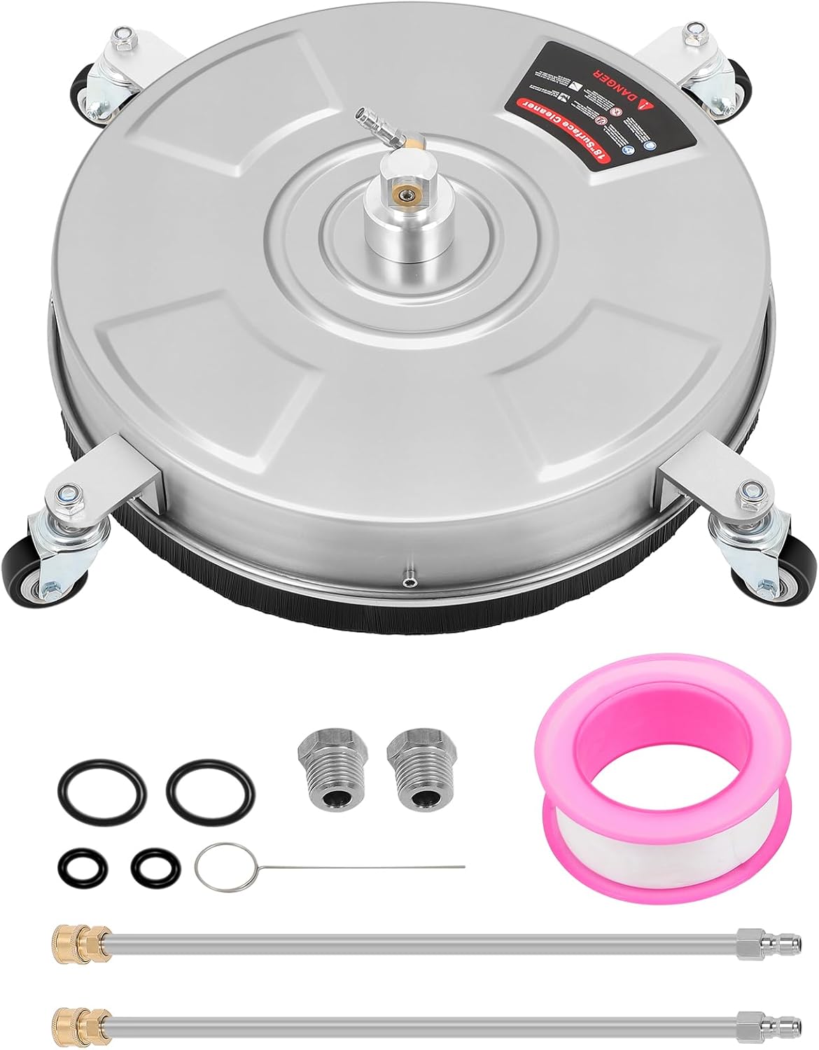 FAHKNS 18" Pressure Washer Surface Cleaner for Driveway, Patios, Decks, Sidewalks Surface Cleaner Attachment Concrete Cleaner 1/4" Quick Connector, 2 Extension Wand Attachments, 4000 Psi