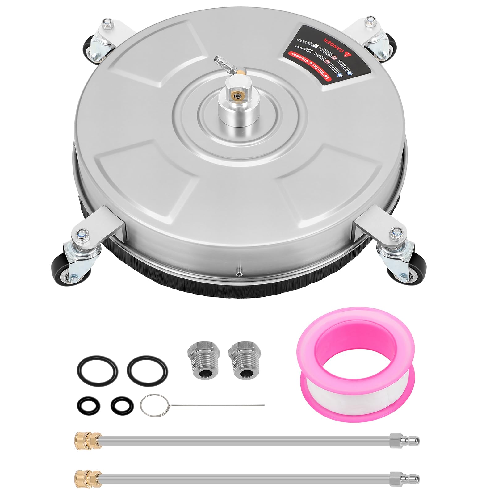 FAHKNS Limpiador de Superficies de Lavado a presión de 18 Pulgadas para calzadas, Patios, Cubiertas, aceras, Accesorio Limpiador de Superficies Limpiador de hormigón, Conector rápido de 1/4 Pulgadas,