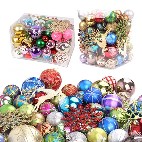 Marte Vanci Lot de 60 à 70 boules de Noël pour sapin de Noël, décoration de Noël avec différents pendentifs filetés pour festival, vacances, fête de mariage (style aléatoire) Cover