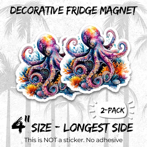 Imanes decorativos de vinilo octopus 4 pulgadas 2 pack miniatura 2