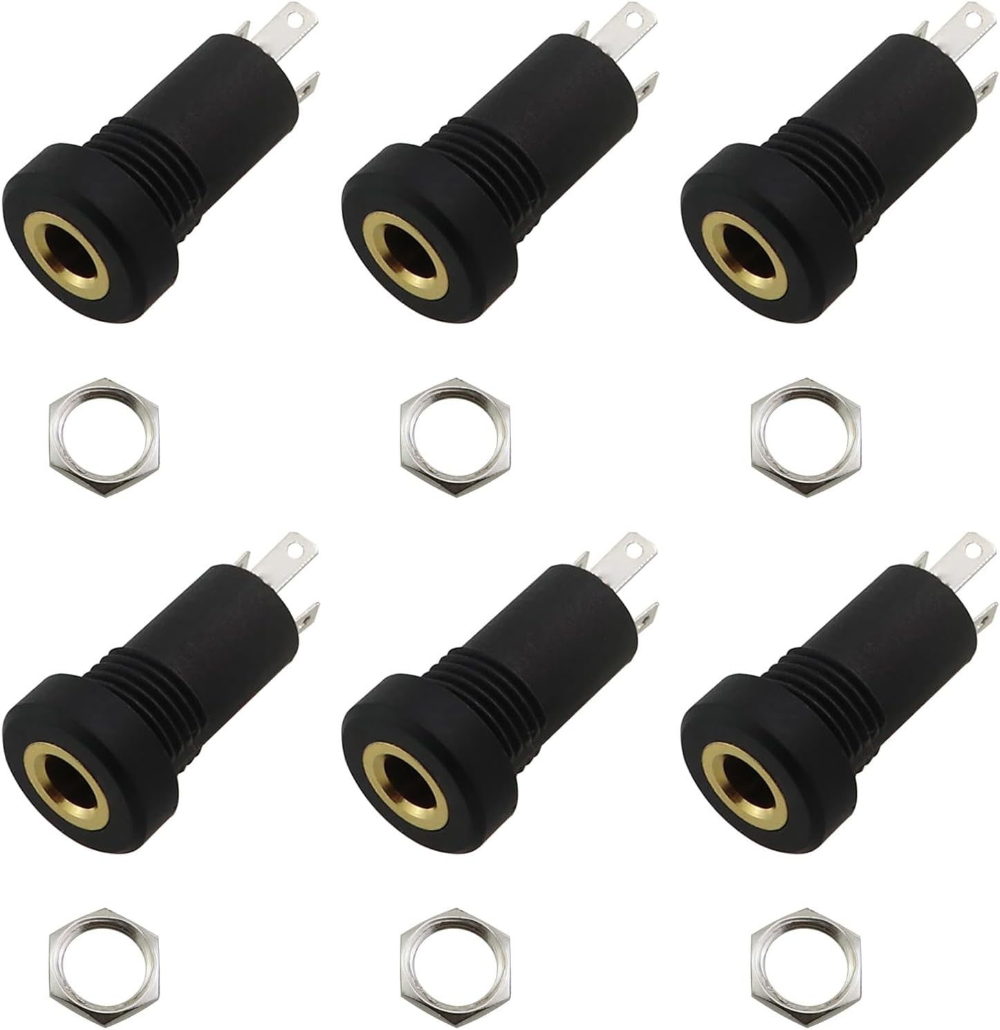 6 Conectores Jack 3.5mm de 4 Pines con Tuerca para Panel Audio Estéreo