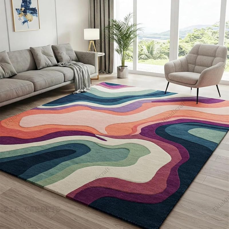Image of zia carpets Hand Tufted Woollen Modern Collection Bedroom & Living Room Carpet Size 6 X 6 Feet