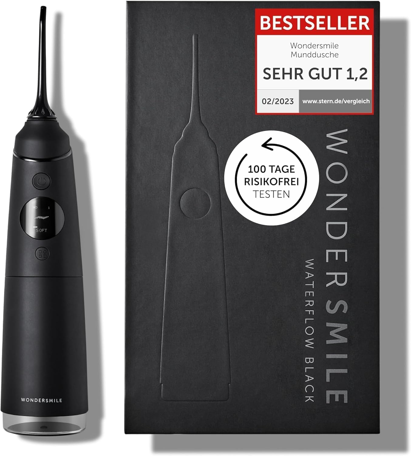 Wondersmile Munddusche PRO - Testsieger 2024 - TÜV-geprüft - 100 Tage risikofrei testen - SmoothFlow-Technologie für optimale Zahn- & Zahnfleischpflege - 5 Modi - PowerAkku 30 Tagen Laufzeit