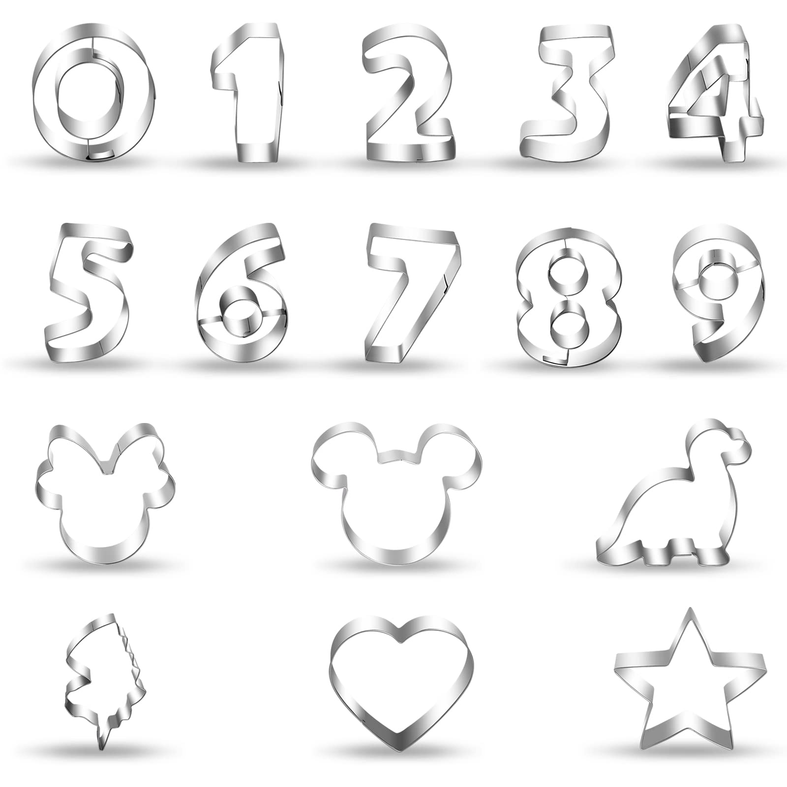 Sandwich Cookie Cutter Set, Fubarbar 3 inch Number 0 1 2 3 4 5 6 7 8 Shapes Cutter Large Metal Numbers Fondant Cutters Mold, Stainless Steel Biscuits Mold Halloween Christmas Supplies