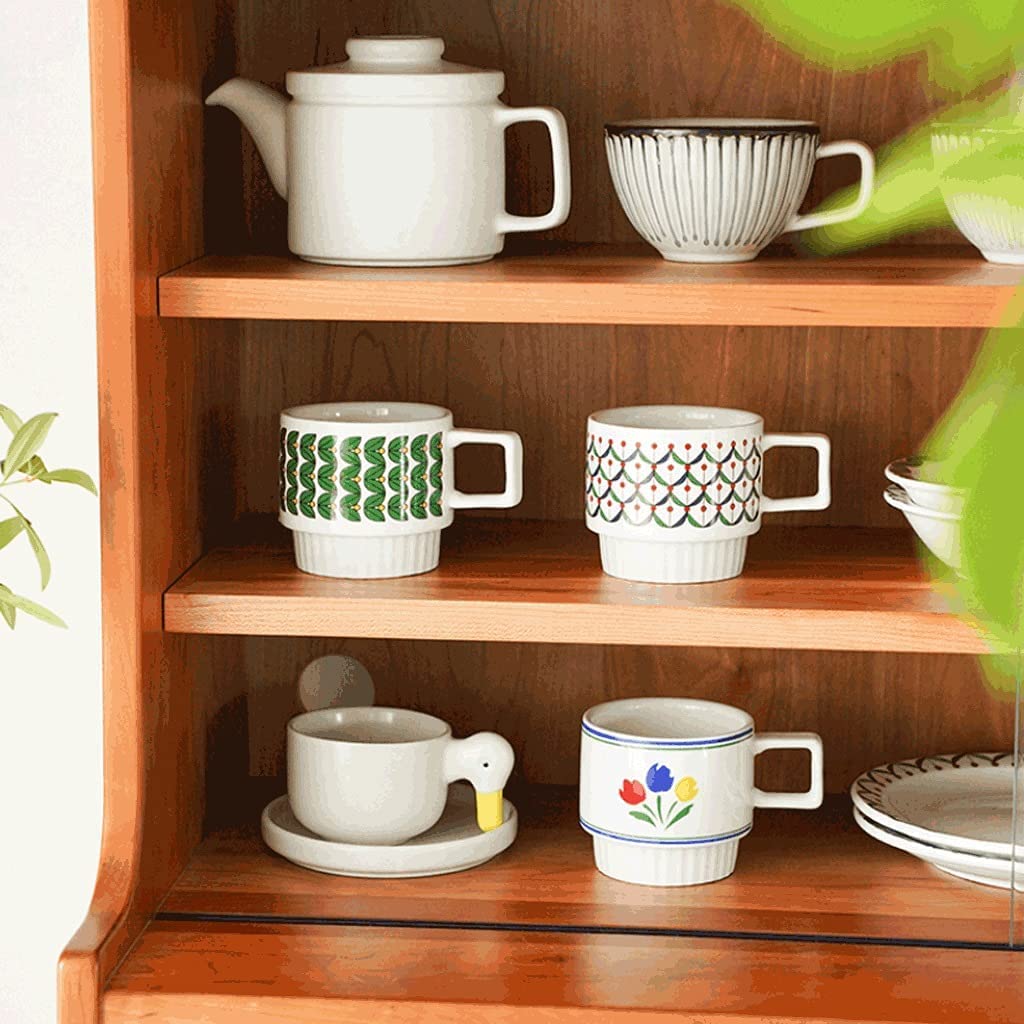 Taza de Café de Té Taza De Café De Cerámica De Estilo Nórdico, Taza De Impresión Grande, Taza De Leche Multifuncional, Taza De Desayuno para té de la tarde(A)