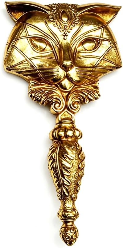 Espelho de mão retrô com gato gótico Xinleitan, acabamento dourado