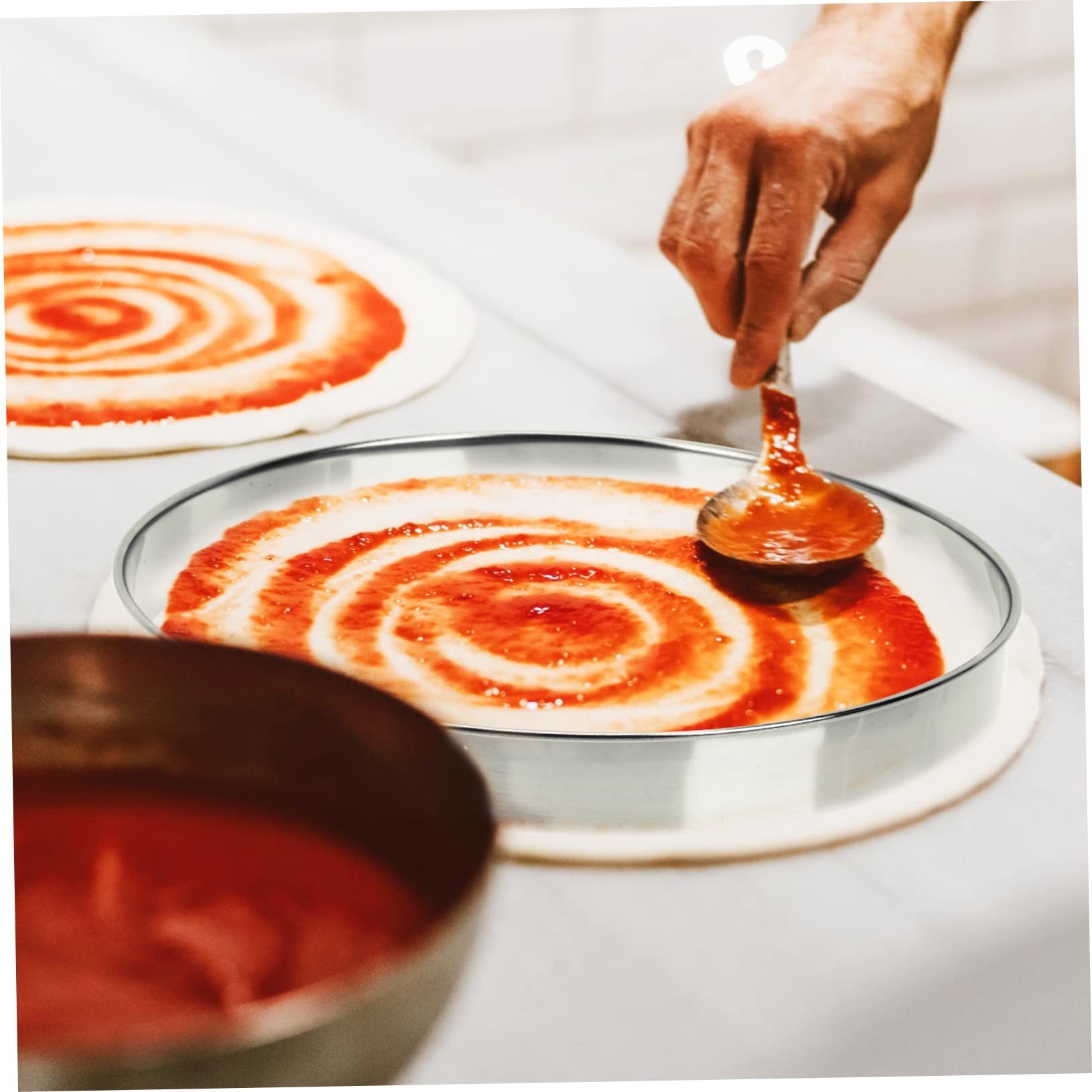 IMIKEYA 3stücke Edelstahl Pizza Saucing Runder Muffinring Für Gleichmäßiges Verteilen Von Belag Für Pizza Und Muffins Ca Hochwertiges Backzubehör Leicht Zu Reinigen