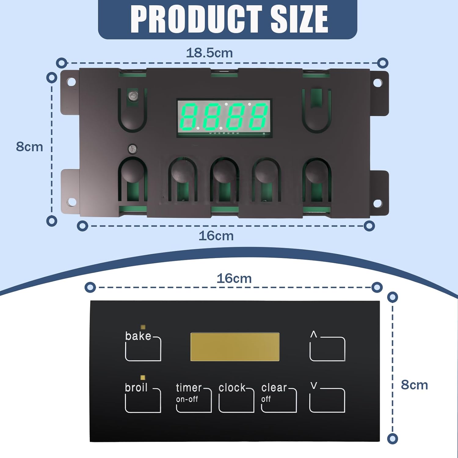 316455520 Oven Control Board Replacement for Frigidaire Range 5304518661, 316455570 Compatible with Frigidaire Electrolux & Kenmore Gas Range, 7 Button Control Board with Black Overlay