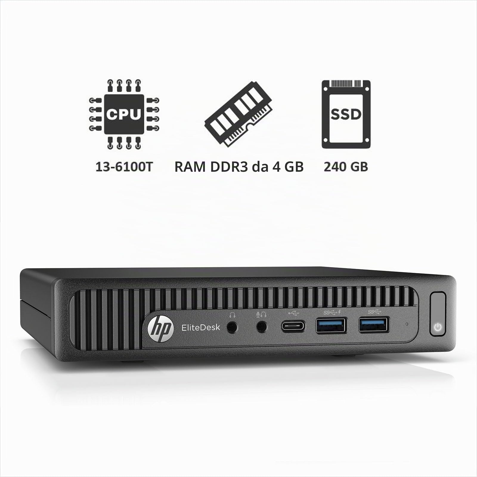 Nuwo Mini Pc EliteDesk 800 G2 Computer Fisso Completo Desktop Intel Core i3, SSD 240GB, RAM 4GB, Windows 11 Pro, Computer PC Home Office Pronto all’uso (Ricondizionato)
