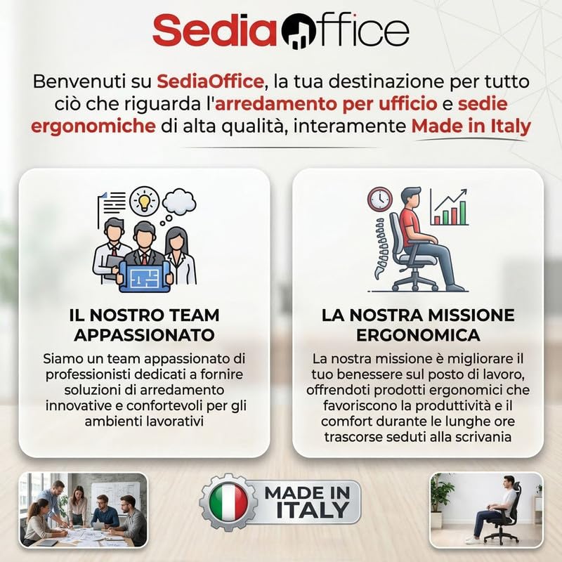 SEDIAOFFICE - Sedie Ufficio Senza Ruote, Sedia Scrivania Ergonomica, per Studio, Sala D'Attesa, Sala Riunioni e Conferenze, Comoda Sedia Ufficio Economica Impilabile Salvaspazio (Nero)