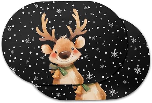 Miniatura 124 de Juego de 6 manteles individuales lavables para mesa de comedor, resistentes al calor, mesa de cocina, decoración del hogar, lavable, ovalada, de