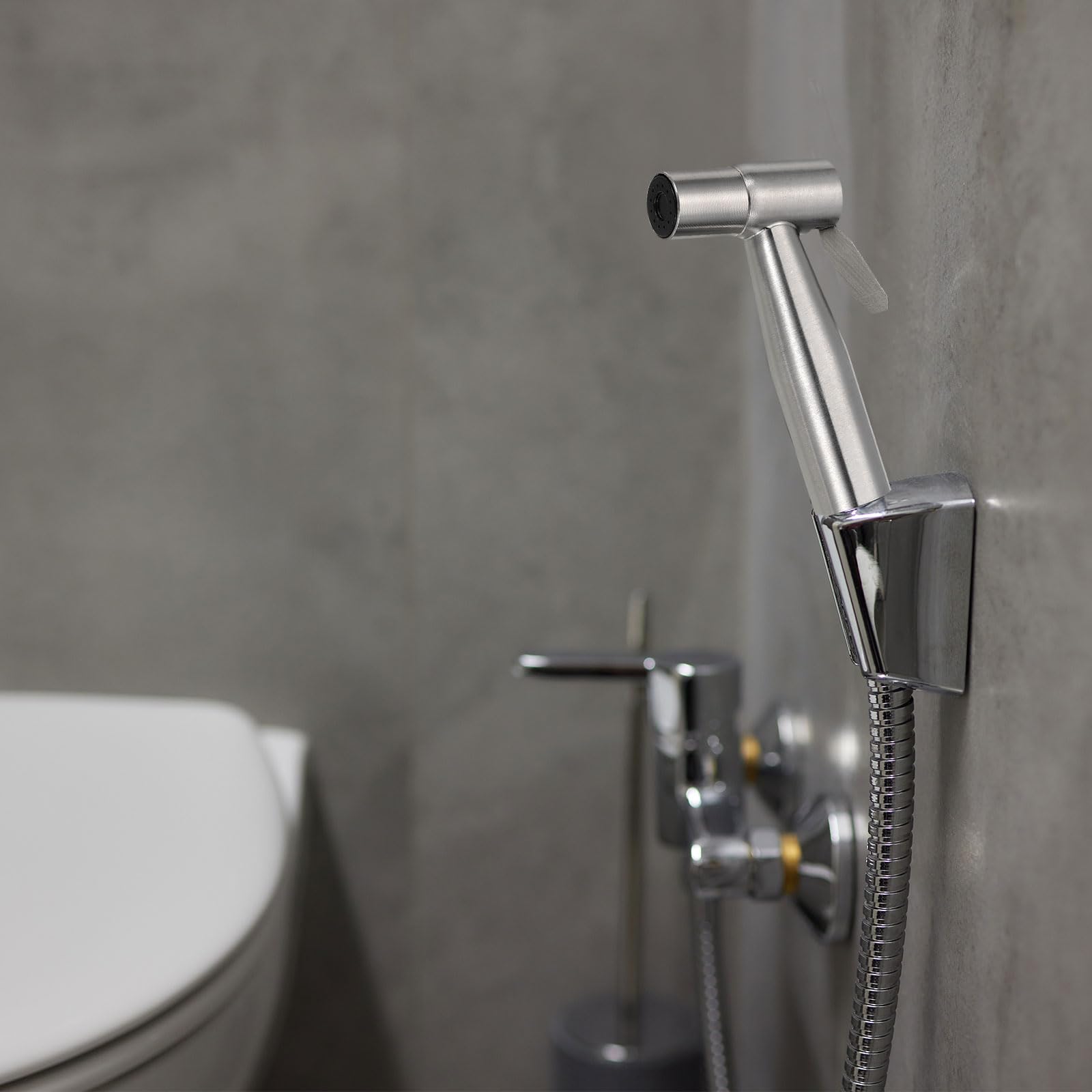 uxcell 1 Pcs Bidet Sprayer Stainless Steel Pressurized Handheld Bidet Sprayer for Toilet Jet Spray Bidet Attachment Bidet — view 5