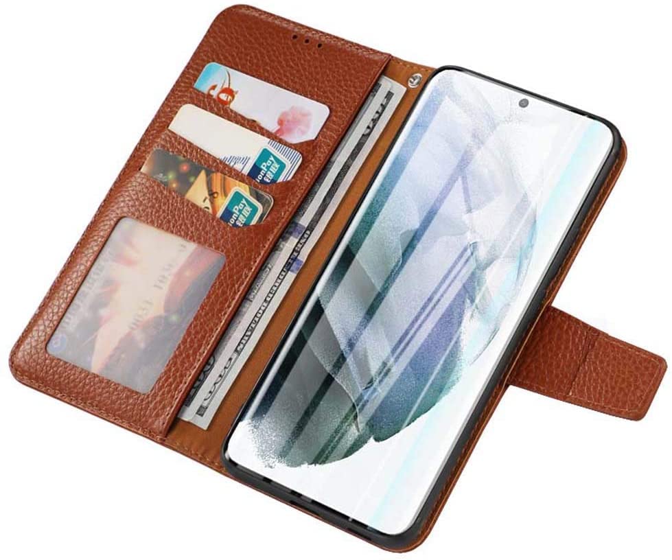Étui portefeuille iPhone 13 Mini GUMMMY en cuir marron avec porte-cartes