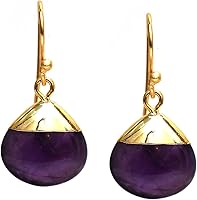 Vista 91 de Gempires - Pendiente de gancho de pera natural, pendiente de meditación, joyería hecha a mano, regalo para ella Yaxaite