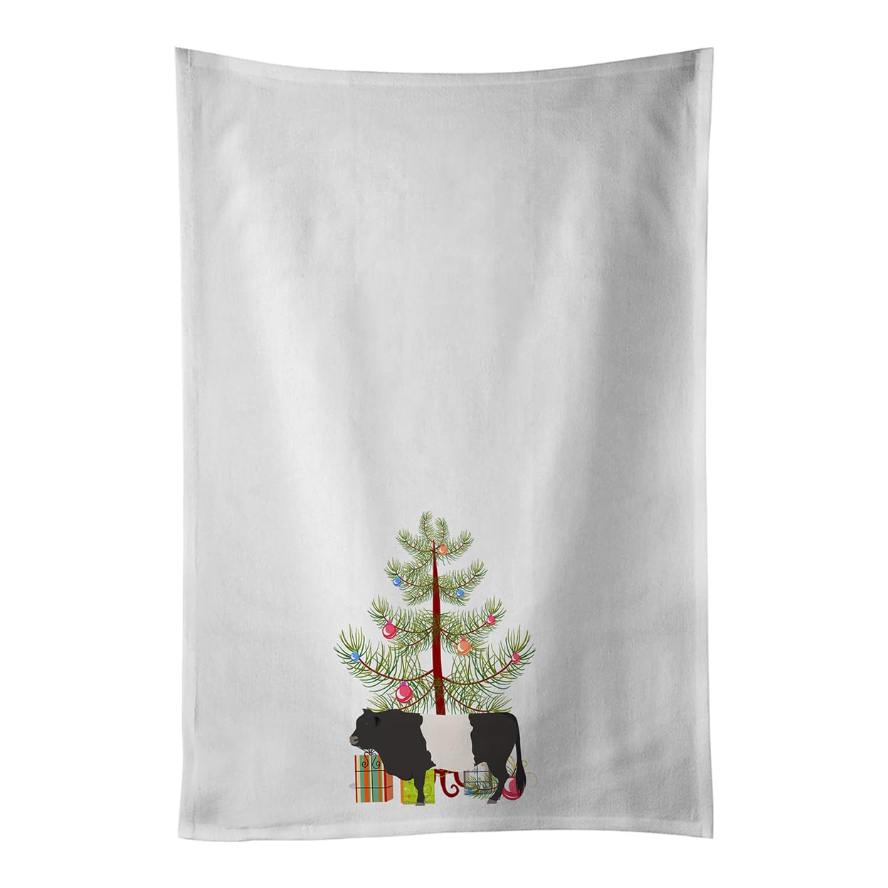 Caroline's Treasures Belted Galloway - Set di 2 strofinacci da cucina natalizi, colore: Bianco