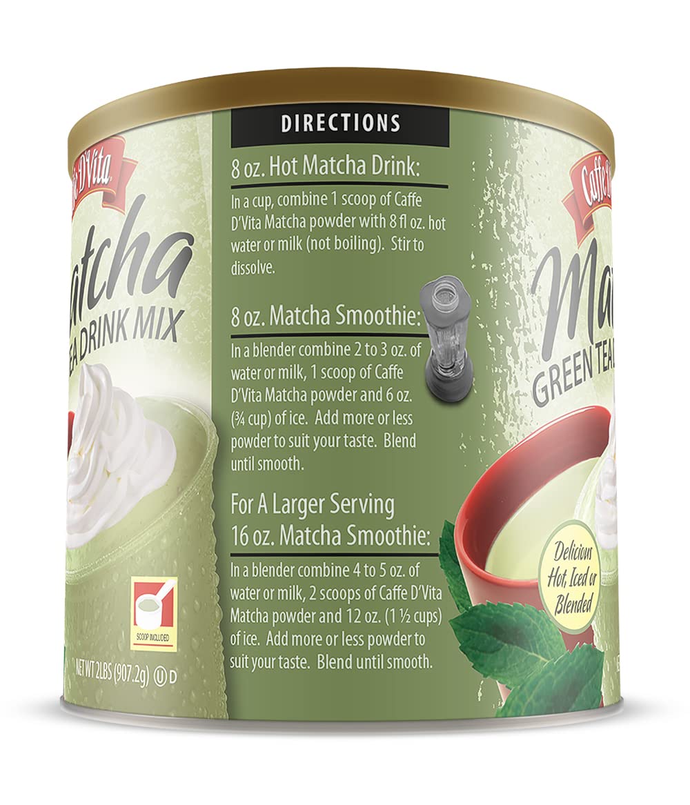 Caffe DVita Matcha Green Tea Drink Mix - Japanese Matcha Green Tea Powder Gluten Free Low Fat No — view 3