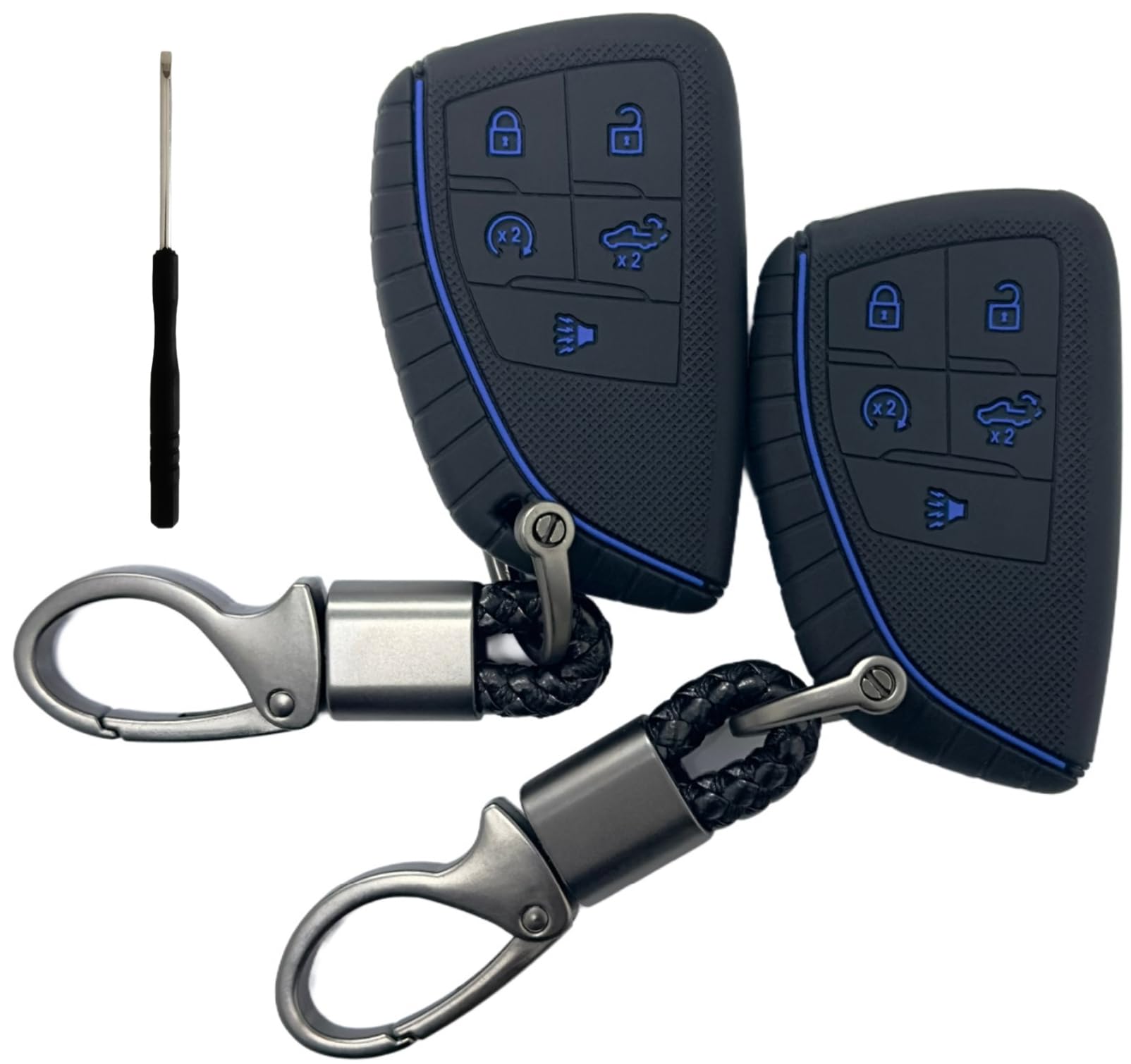 Silicone Key Fob Cover for 2022-2025 Chevy Silverado GMC Sierra Black Purple