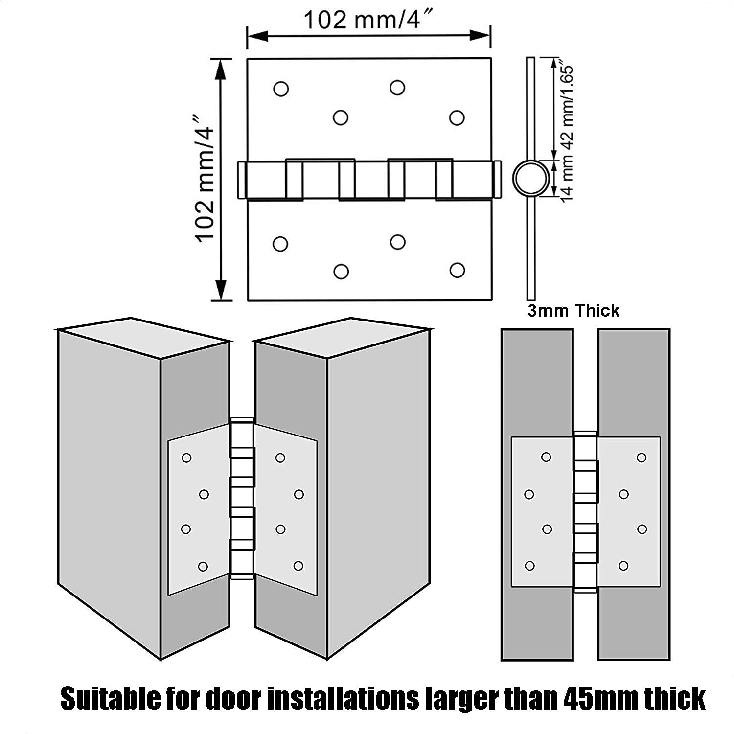 UHPPOTE para 10 x 10 cm zawias do drzwi ze stali nierdzewnej srebrny kolor łożysko kulkowe ze śrubami