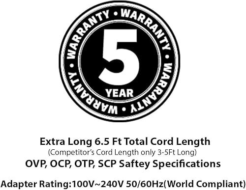 Miniatura 4 de OMNIHIL Adaptador de corriente CA/CC de 6.5 pies compatible con modelos iHome: iBT33 iWBT1 iBT74 iBT32 iBT12 iBT16 Cargador de fuente de alimentación