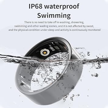 Smart Ring, No Subscription Fee, Heart Rate/Blood Oxygen/Sleep Monitor, Pedometer,IP68 Waterproof Fitness Tracker for iPhone &Android