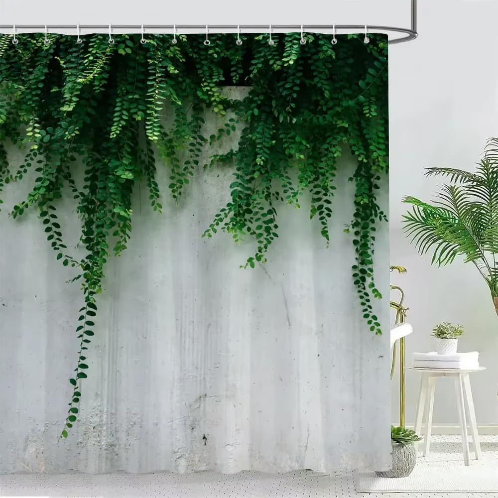 Rideau de douche feuilles vertes vigne 120x190cm imperméable