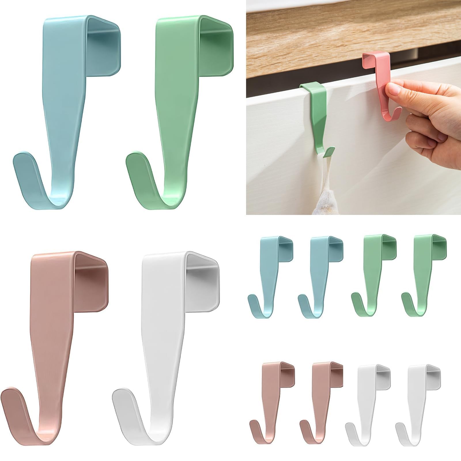 12 Pezzi Ganci per Porta – Appendiabiti da Porta per Porte fino a 2cm in Acciaio al Carbonio – Ganci Colorati per Porta Sopra Porta Senza Fori – Elevata Capacità di Carico per Porte e Armadi