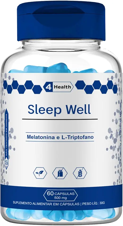 Suplemento Sleep L-triptofano & Melatonina 500mg - 60 Capsulas | 4 Health