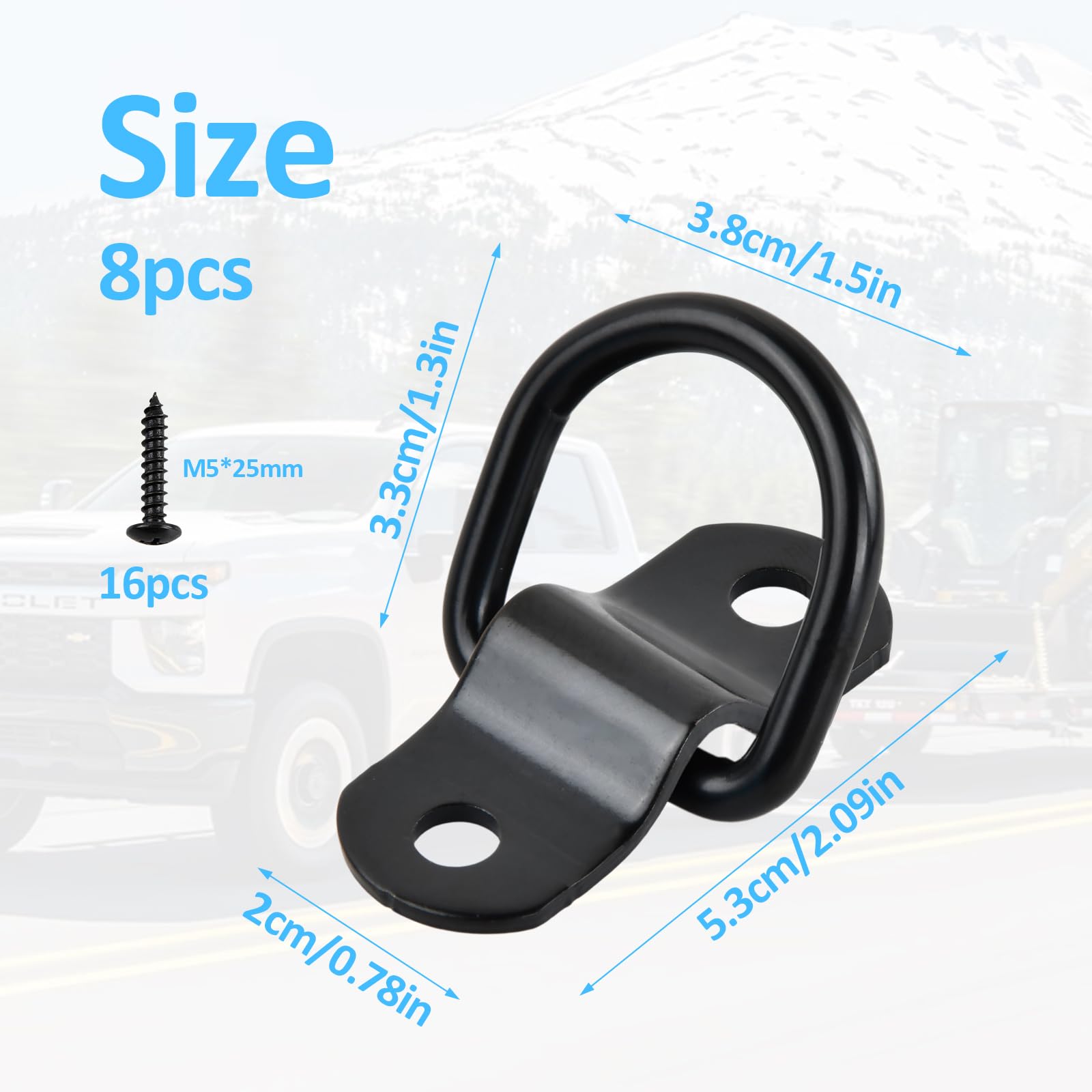 10 Anelli per Cinghia di Ancoraggio, Tipo O in Acciaio Inossidabile, Ancoraggio Nero, Ganci Multiuso per Rimorchio per Ancoraggio per Bici da Cross, Rimorchio per Camion, ATV, Carrello da Golf, Garage