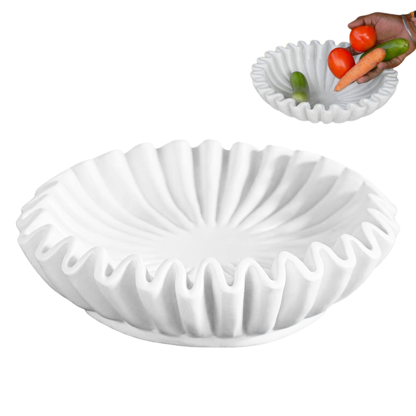 aus Kunstharz mit Rüschen - künstlerische Servierschüsseln, dekorativ, Retro | Tischschale in antikem Finish in rustikaler Optik zum Präsentieren von Snack-Potpourri, Stück