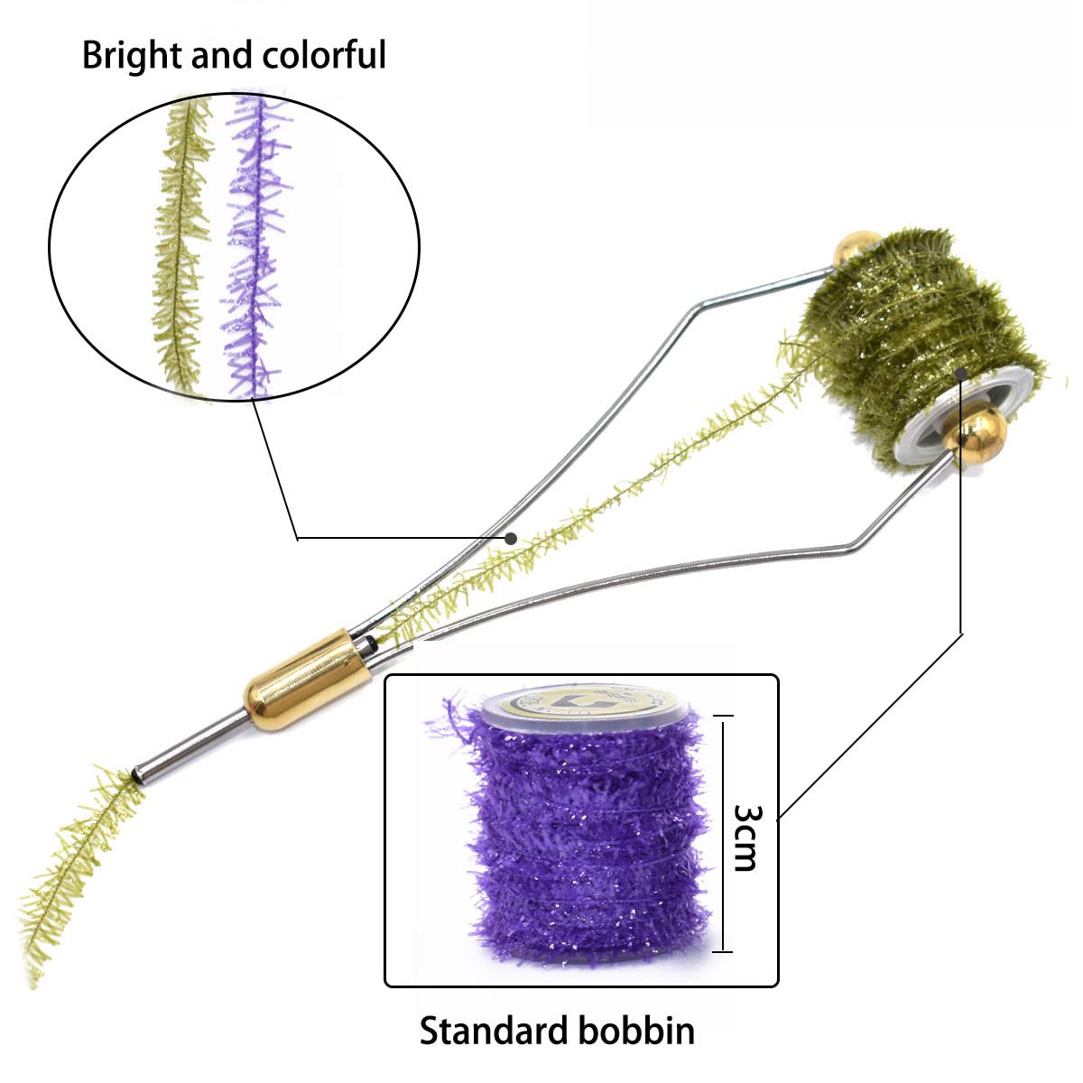 10/15 Bobines Différentes Couleurs Tinsel Chenille avec Ligne Crystal pour Montage de Pêche à la Mouche
