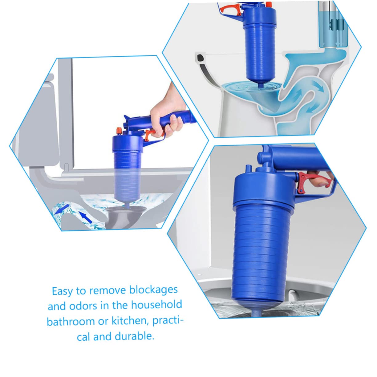 Alipis Stura Tubi per Bagno e Casa, Pompa ad Aria Potente in Abs Ventose di Varie Misure, Rimuove Ostruzioni da Wc e Scarichi | Abs, Rimuove Blocchi Flusso Potente, Accessori Ventose di Diverse Misure