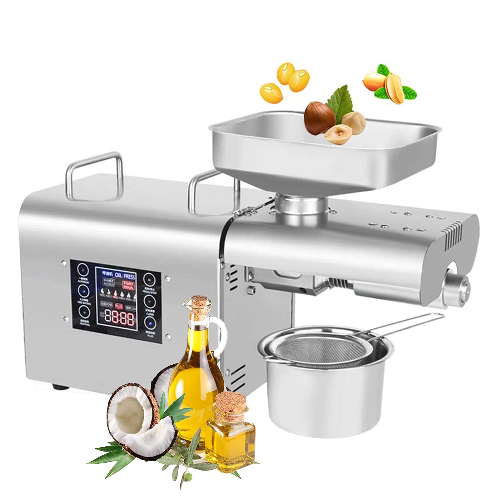 MYUYEE Oil Press Machine Automatic Oil Presser Hot And Cold Oil Extractor Expeller With Intelligent Control Panel/Lcd Touch Screen Suitable For Soybean Rapeseed Peanuts Etc,