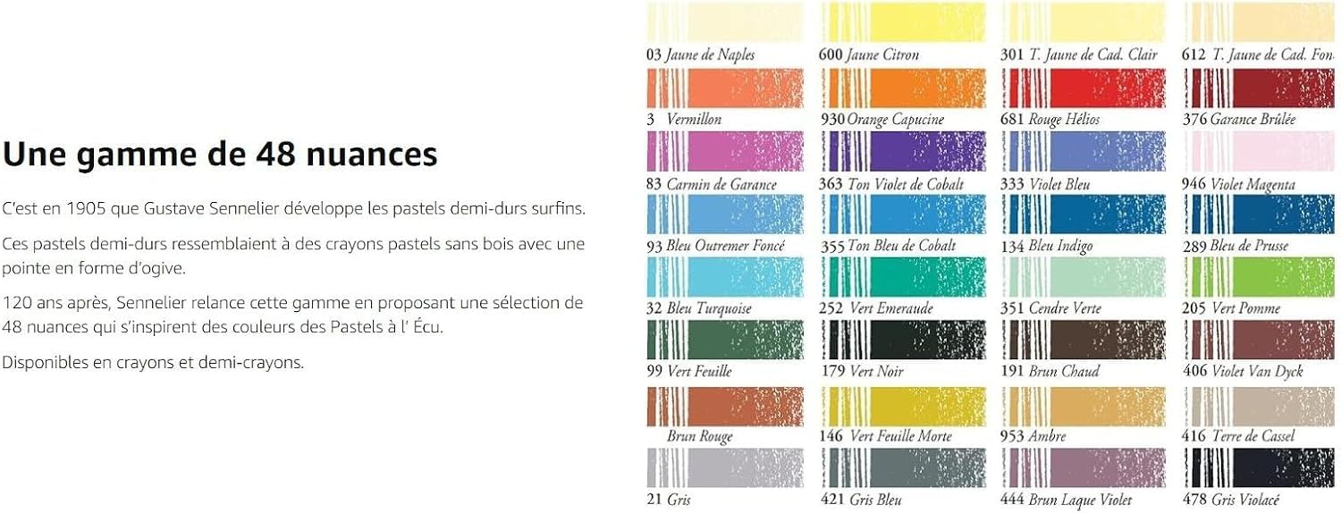 Sennelier 24 Demi Crayons Pastel Secs Extra Fins et Porte-Crayon Pastel et 1 carte