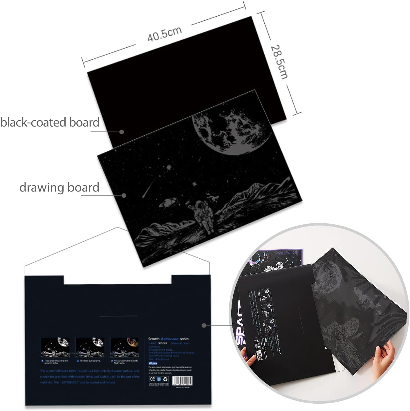 Scratch Painting Rainbow Scratch Art, Crafts for Adults Women & Teen Crafts Projects Kits, DIY Black Scratch off Art Engraving Art Paper - 3 Pack 16 X 11.2 Inches (Starry Sky)