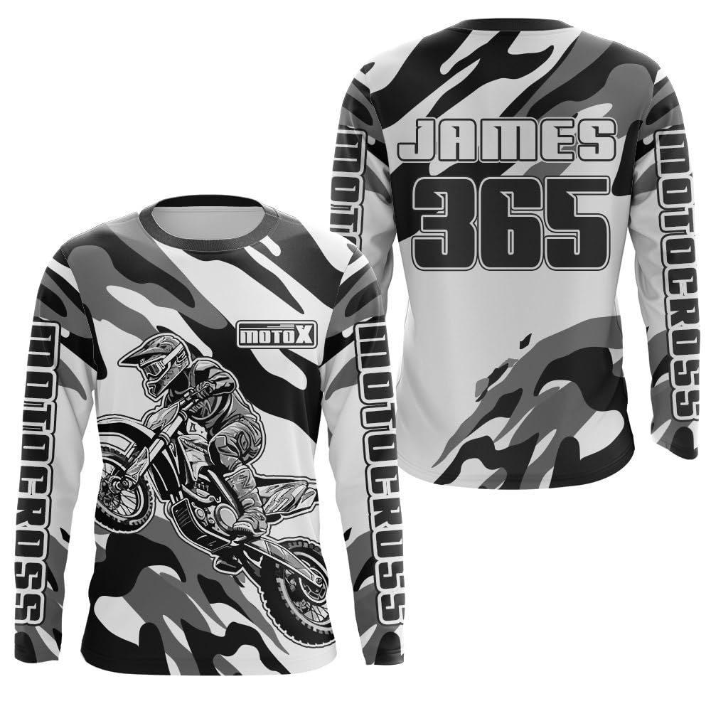Camo Motocross Racing Jersey Youth & Adult UPF30+ Motox Dirt Bike Shirt Motorcycle Off-Road Shirt for Men Women Kid XM125 (Adult Jersey)