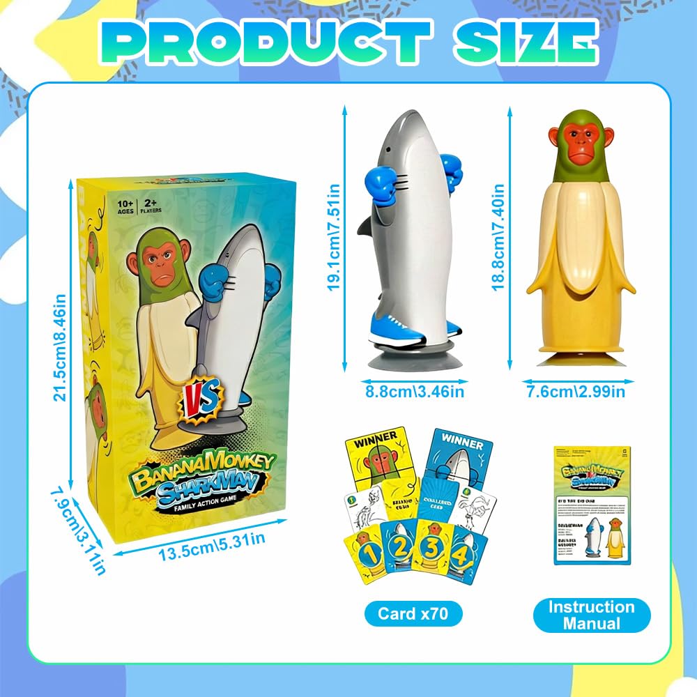 Falafoty Banana Monkey vs Shark Flip Challenge Party Game for Family Friends,Brainrot Flip-Standing Throwing Game Toy Traitors Board Game,Multiplayer Family Game Night for Indoor Outdoor Gift (Green) - Image 3