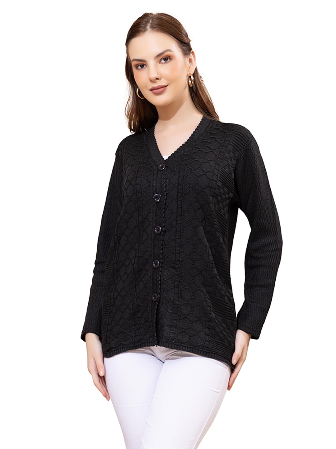 Style Dusk Women’s Knit Cardigan Sweater | Long Sleeve Button-Down V-Neck Winter Knitwear | Soft Textured Pattern Casual & Office Layering Top