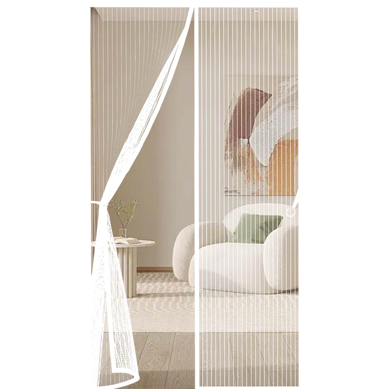 Magnetic Screen Door 154 x 249 cm Durable, Keeps Bugs Out, Kid and Pet Friendly Fly Insect Screen Door Mesh Curtain Lets Fresh Air in, Hundreds of Sizes, White