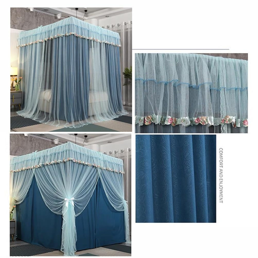 Doseles para Cama Mosquitera con Dosel para Cama Doble Azul, Juego para Cama Doble Queen King, decoración de Dormitorio para Primavera, Verano, Otoño e Invierno (Size : 150X200X195CM)