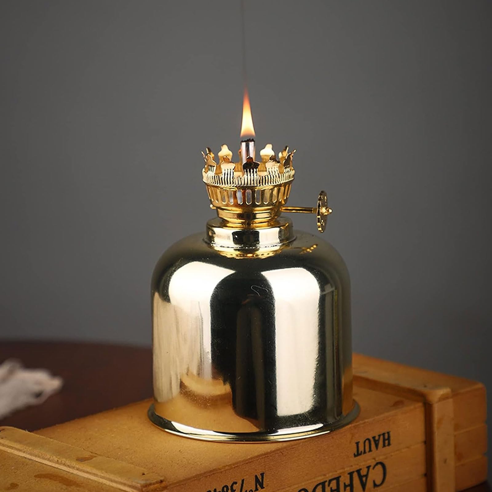 Lampe À Kérosène Miroir 7,28 "Lampe À Huile en Verre Lampe À Beurre Réglable avec Interrupteur Lampe À Huile Classique Intérieure Extérieure pour L'éclairage Domestique Décoratif