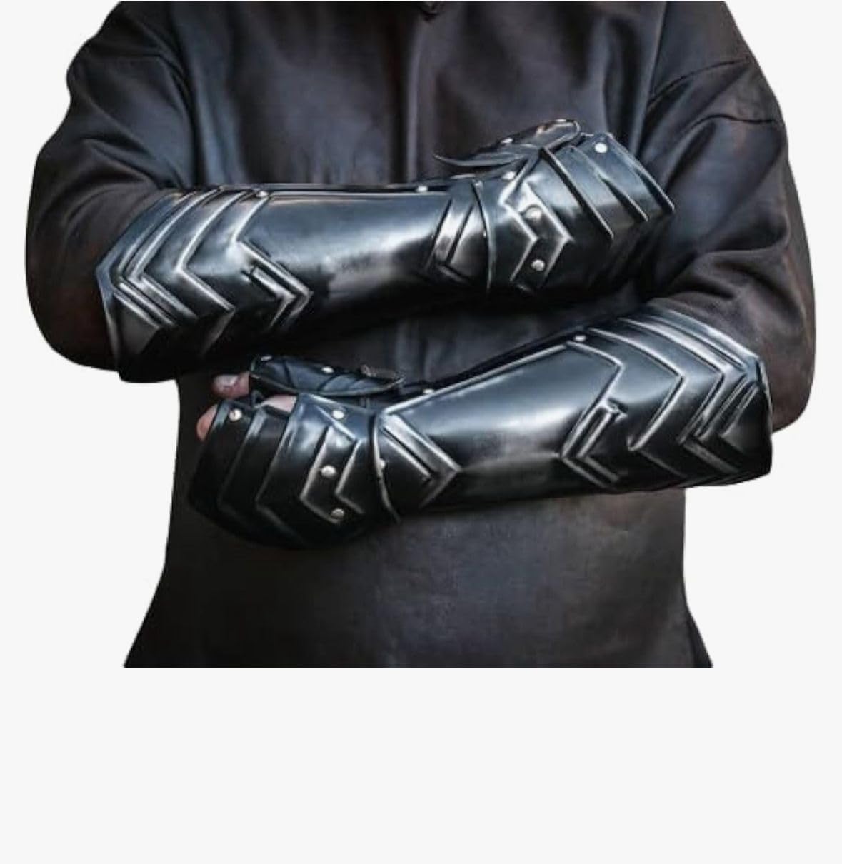 Medieval Knight Steel Vambraces Forearm Armor Pair – Blackened Arm Guards for LARP, Cosplay, Renaissance & Costume Wear