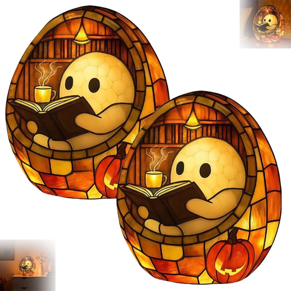 Lampada da lettura a forma di fantasma, luce notturna fatta a mano, adorabile luce notturna per lettura fantasma, decorazione per Halloween, luce notturna scintillante fantasma per
